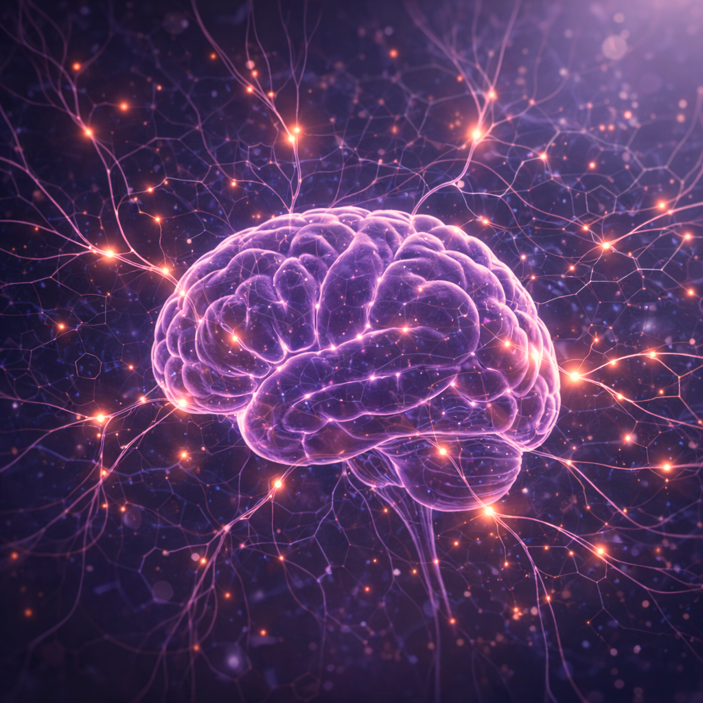 Futuristic neural network illustration